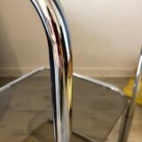 70's chrome pedestal side table