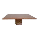 Red travertine coffee table attributed to Angelo Mangiarotti, Italy, 1970s