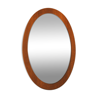 Miroir scandinave ovale en teck 37x57cm