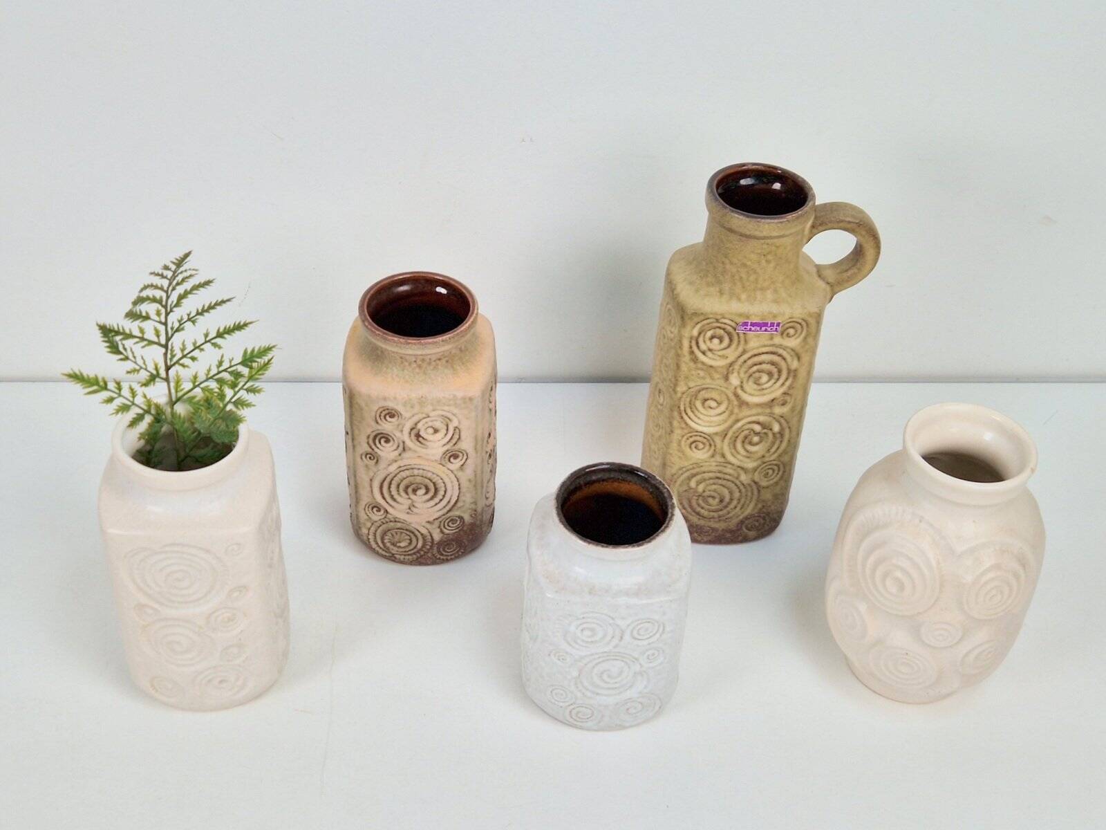 Vases vintage Jura de Scheurich Ceramic, RFA, années 1970, ensemble de 5