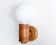 Wall lamp in pine wood and opaque white glass globe, 1970s
