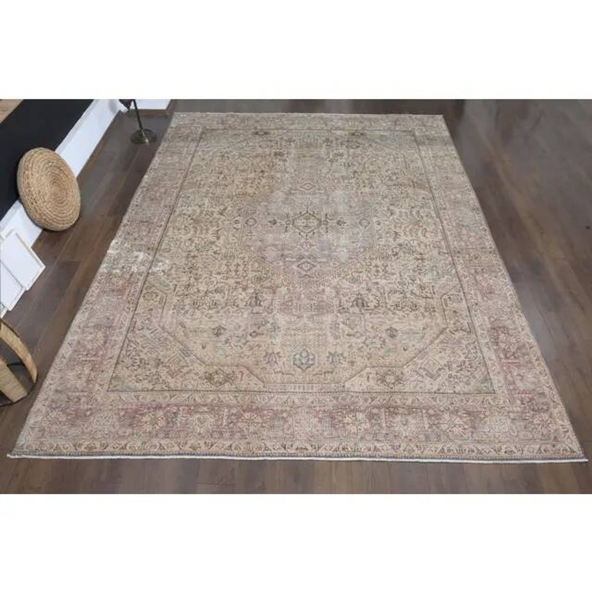 1970s Vintage Persian Handmade Wool Cotton Orange Area Rug 300x386