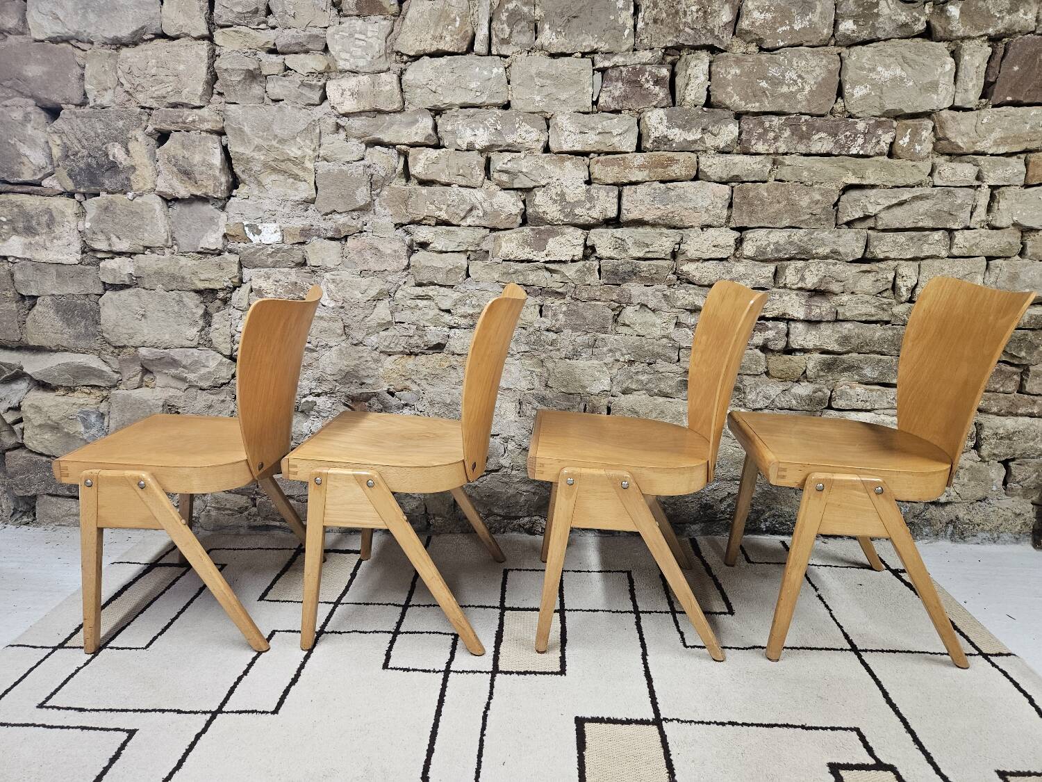 Set of 4 vintage 1960s bistro chairs