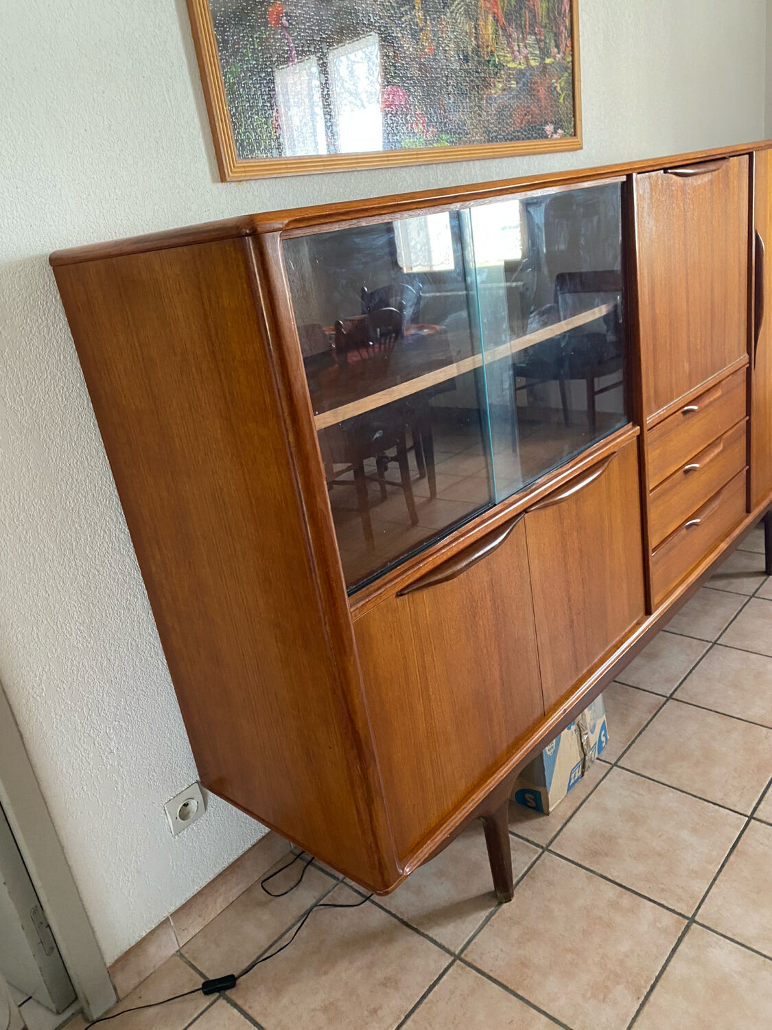 Vintage high teak sideboard