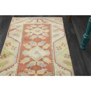 1970s Vintage Turkish Handmade Wool & Cotton Orange Runner Rug 69X196