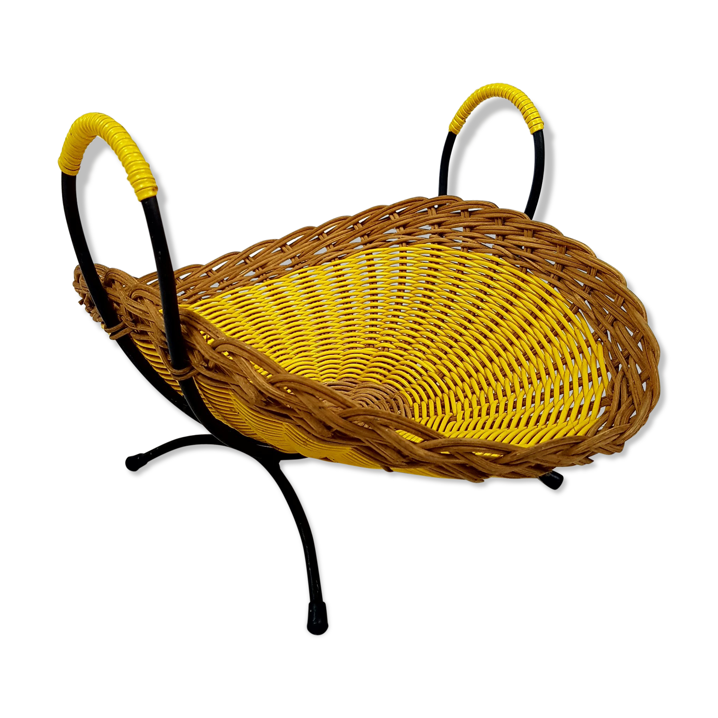 Corbeille a fruits scoubidou jaune