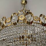 Waterfall chandelier with crystal grapevines and golden aluminum 60s-70s