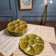 Set of 8 Gien oyster plates – Olive green