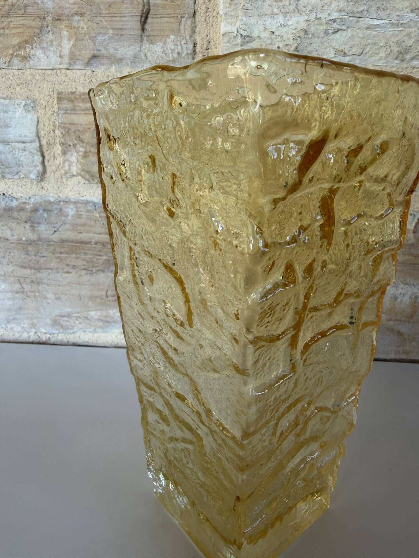 Vintage Peill & Putzler vase – textured amber glass – Germany years