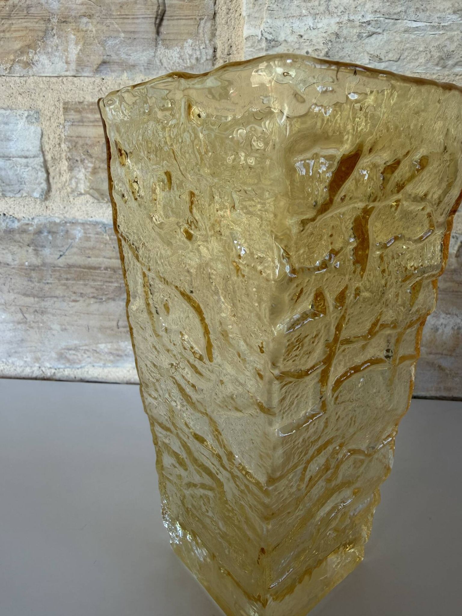 Vintage Peill & Putzler vase – textured amber glass – Germany years