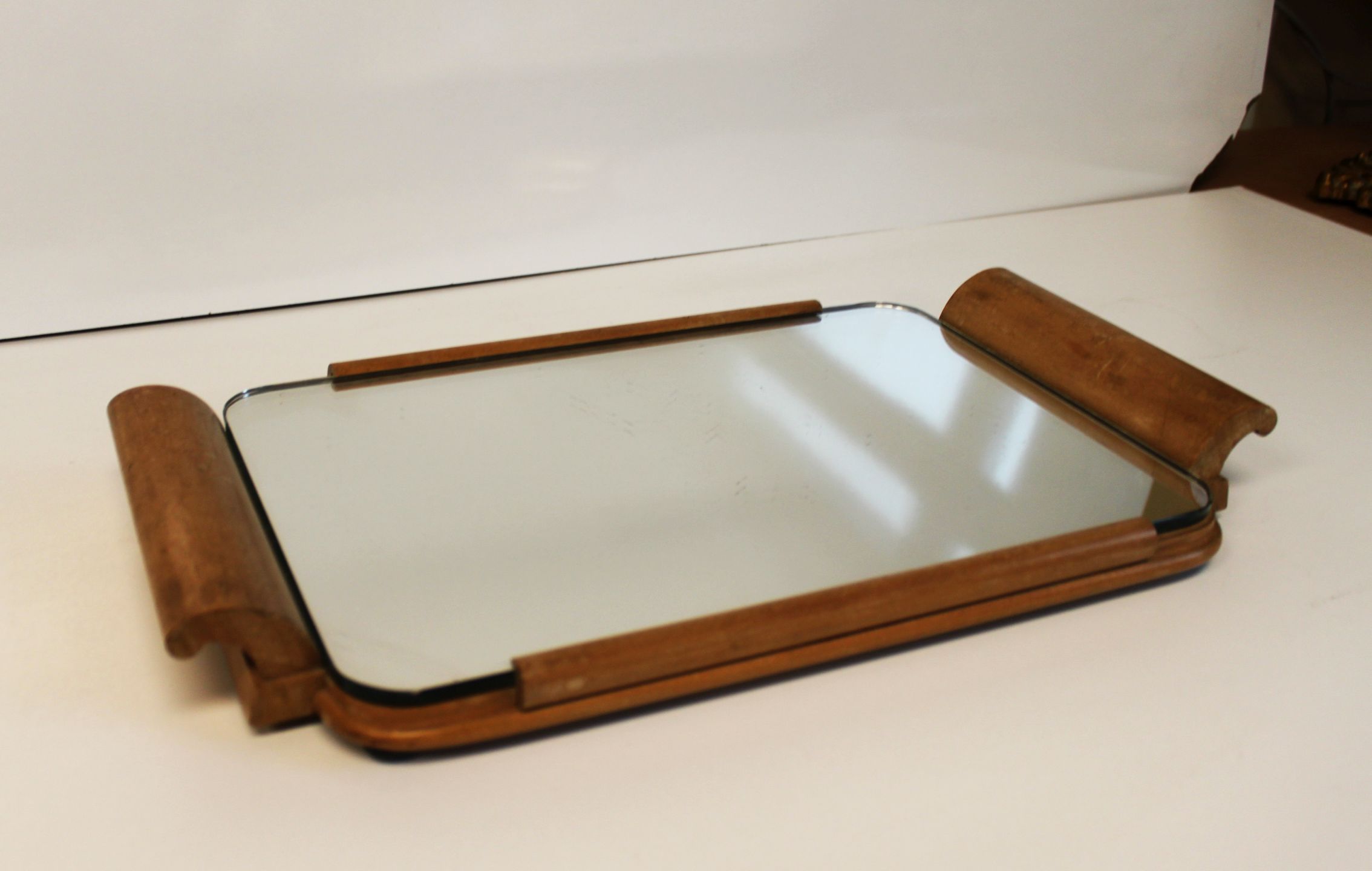 Art Deco wooden mirror top, 1940.