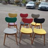 Set of 6 compass leg chairs – colored seats