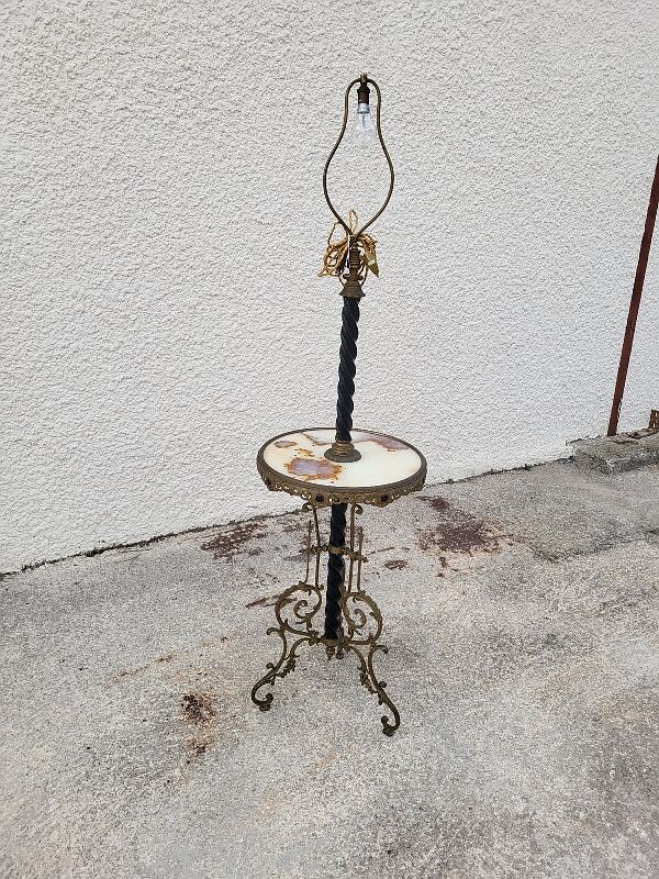 Napoleon III floor lamp in bronze metal and marble