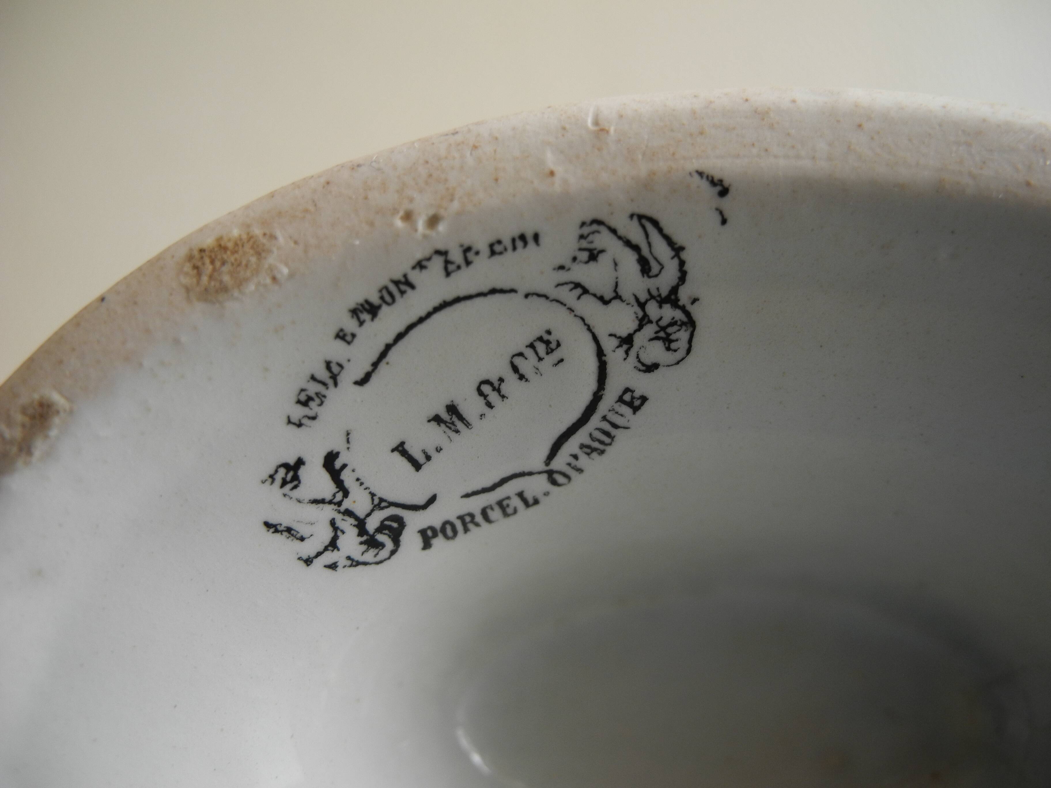 Old earthenware sauceboat Creil-Montereau 19th century