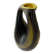 Earthenware vase decorated with yellow lines on a black and yellow background