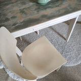 Set old wooden table with extension cords and 2 Thonet chairs