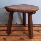 Tabouret tripode chêne massif - brutaliste