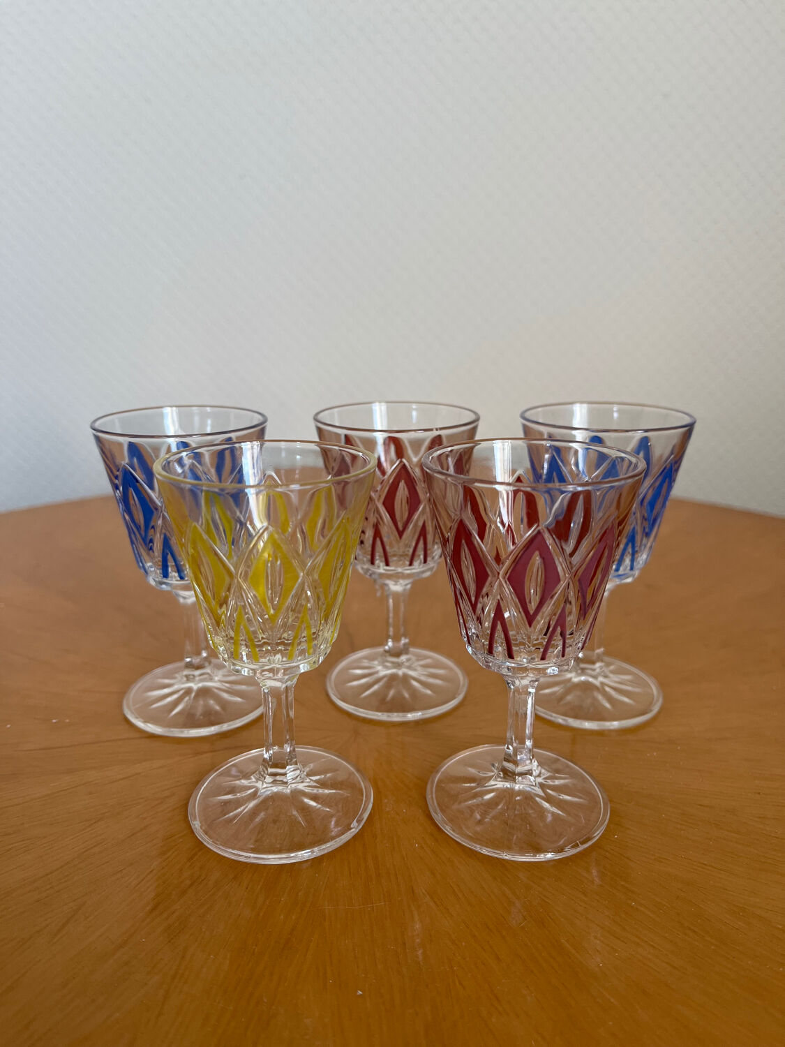 Set of 5 liquor glasses in crystal Reims 1950