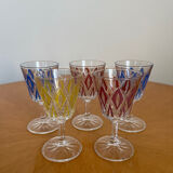 Set of 5 liquor glasses in crystal Reims 1950