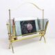 Glass and brass magazine rack, 1970