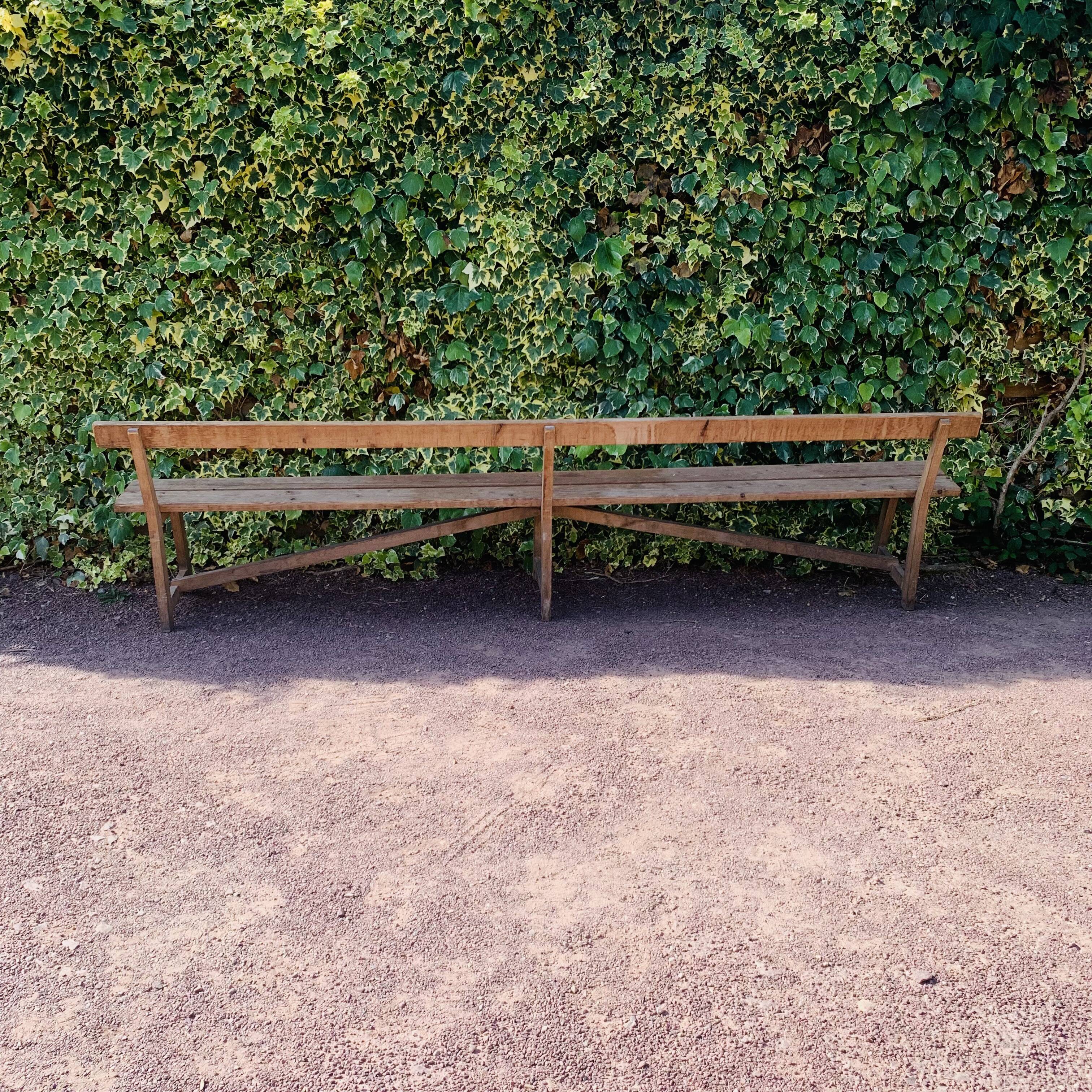 Old wooden church bench with backrest - 3 metres -