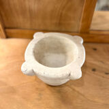 Old white grey marble mortar