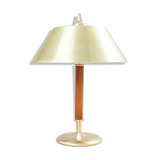 Wood and brass table lamp