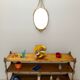 Oval wall mirror with Brass Frame and Ribbon, Italy