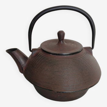 Japanese black enameled cast iron teapot
