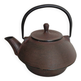 Japanese black enameled cast iron teapot