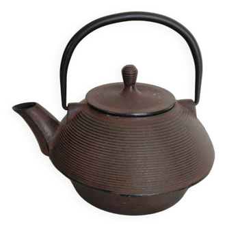 Japanese black enameled cast iron teapot