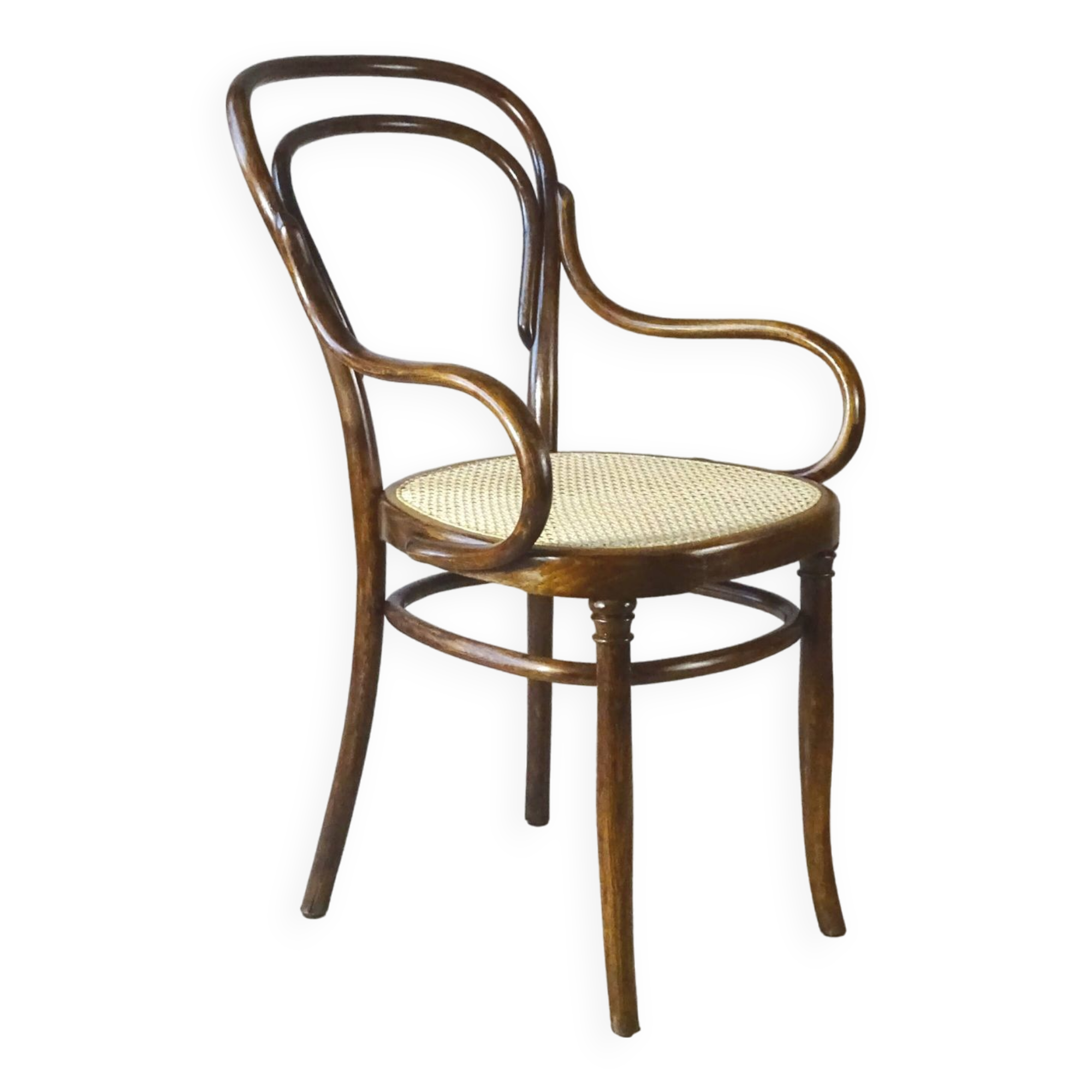 Cane bistro armchair N°14, by Hofmann 1895, Art Nouveau.