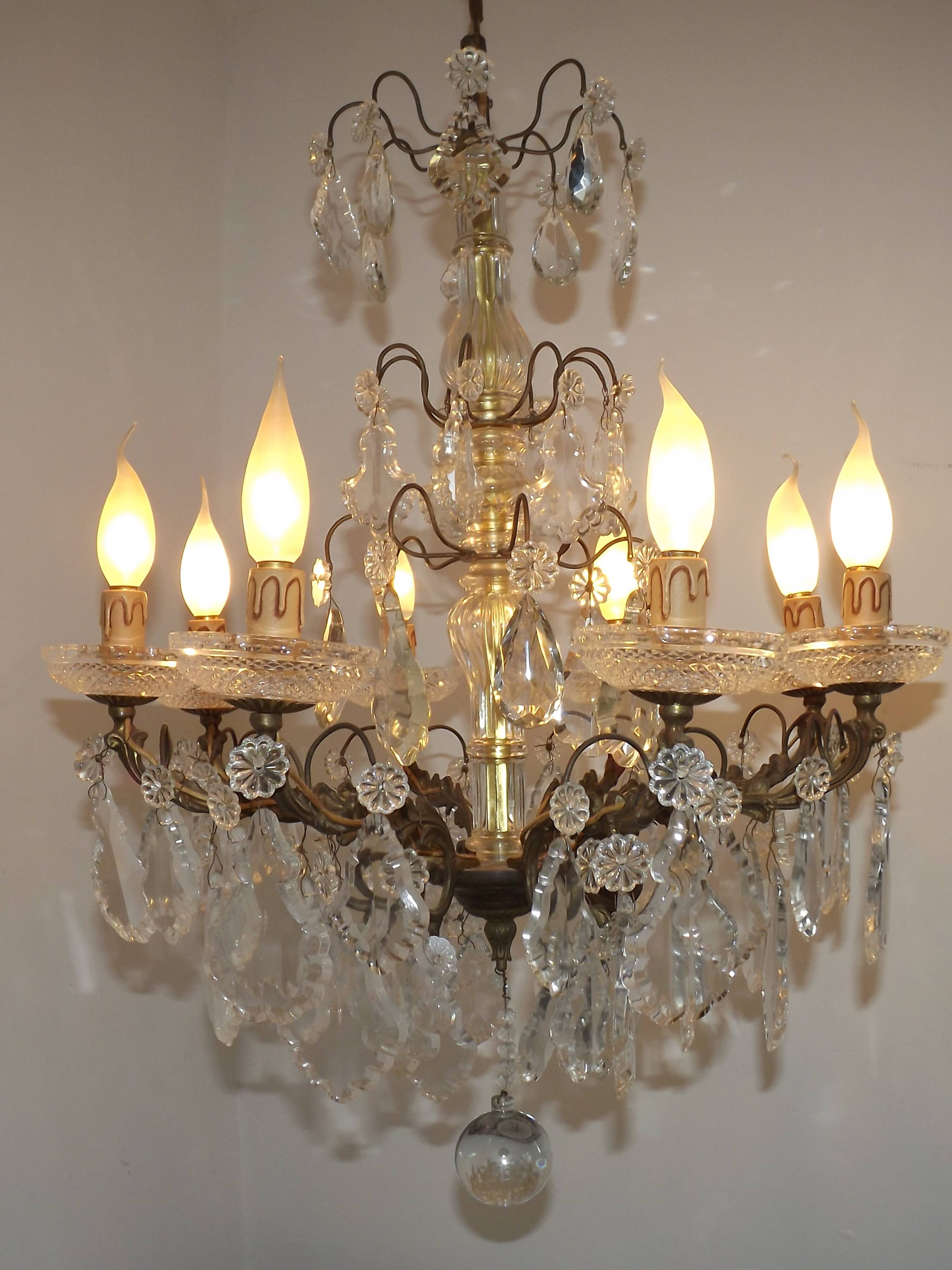 Lustre Rococo 8 lights in glass and antique bronze crystal 5199