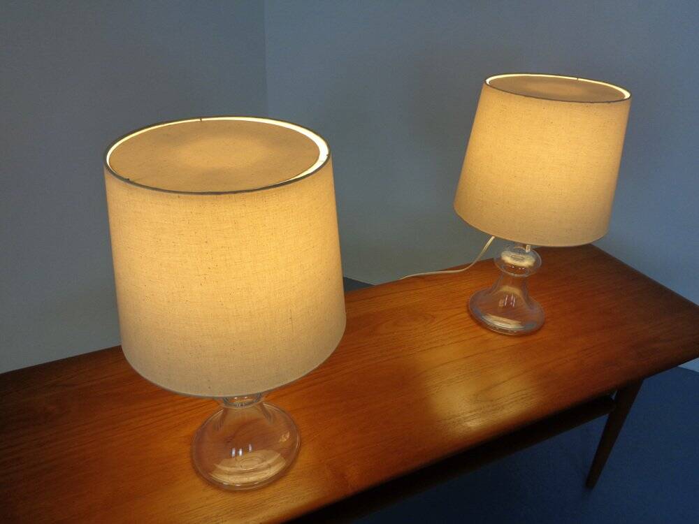 Glass table lamps by Michael Bang for Holmegaard, 1970s, set of 2.