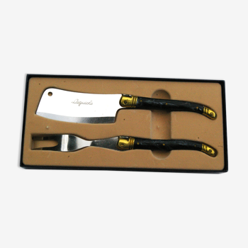 Laguiole cheese set cleaver and fork