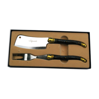 Laguiole cheese set cleaver and fork