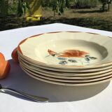6 Digoin beige caramel edge hollow plates