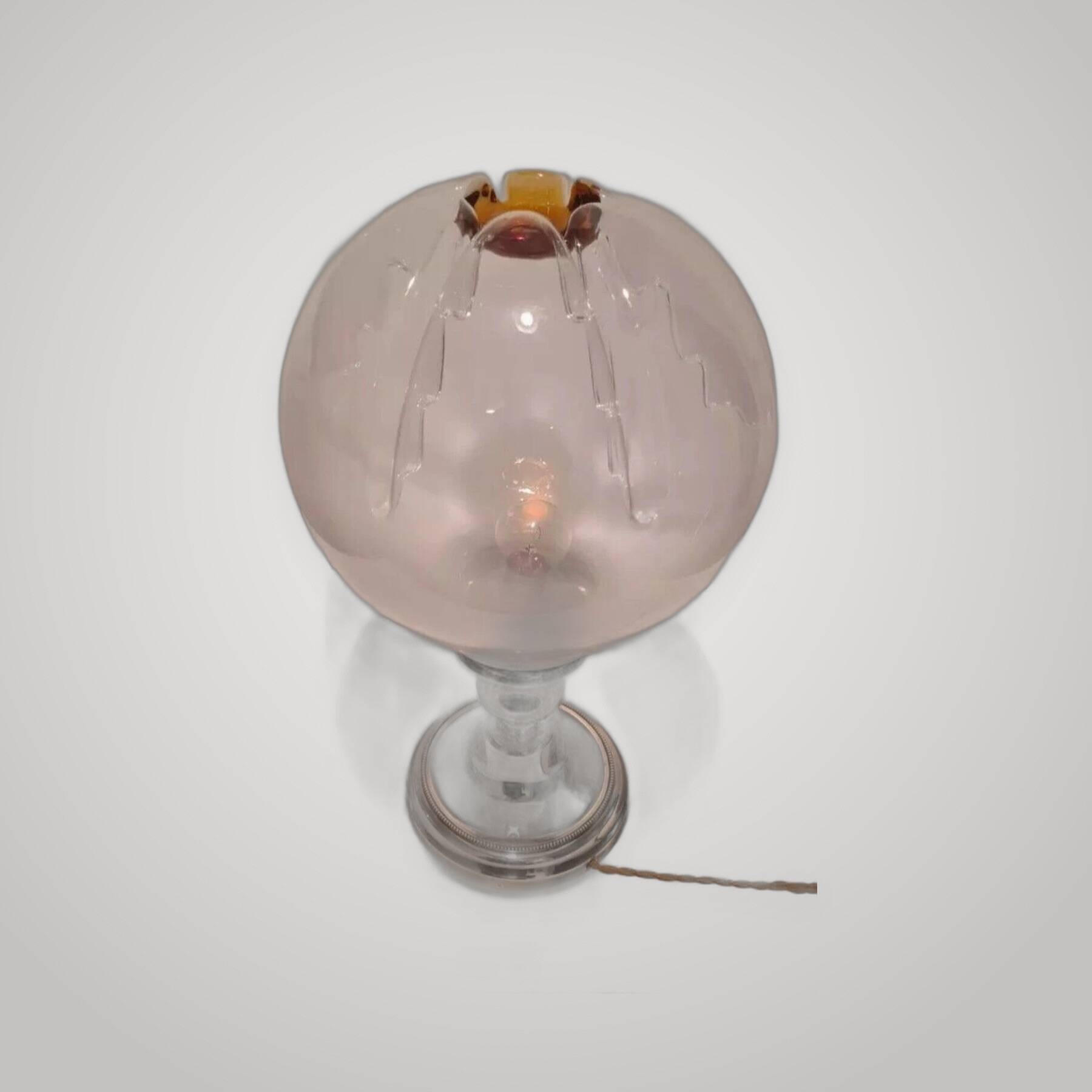 Italian Murano glass lamp, silver metal by Toni Zuccheri for Mazzega.