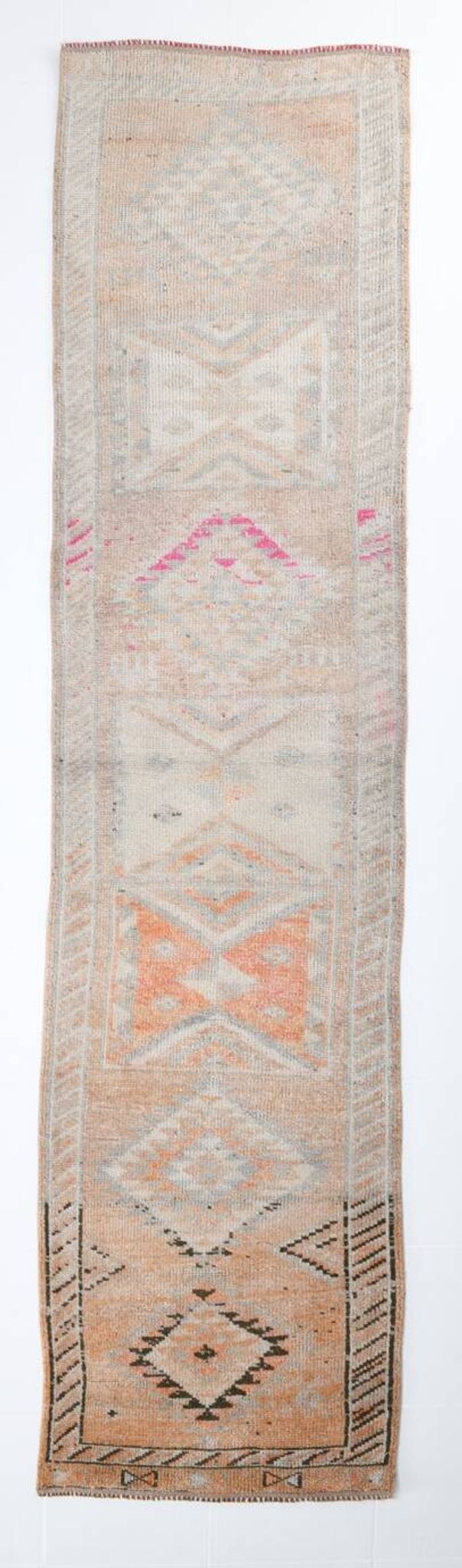 3x12 Pale Orange Beige Turkish Vintage Runner Rug, 86x352Cm SK 18322