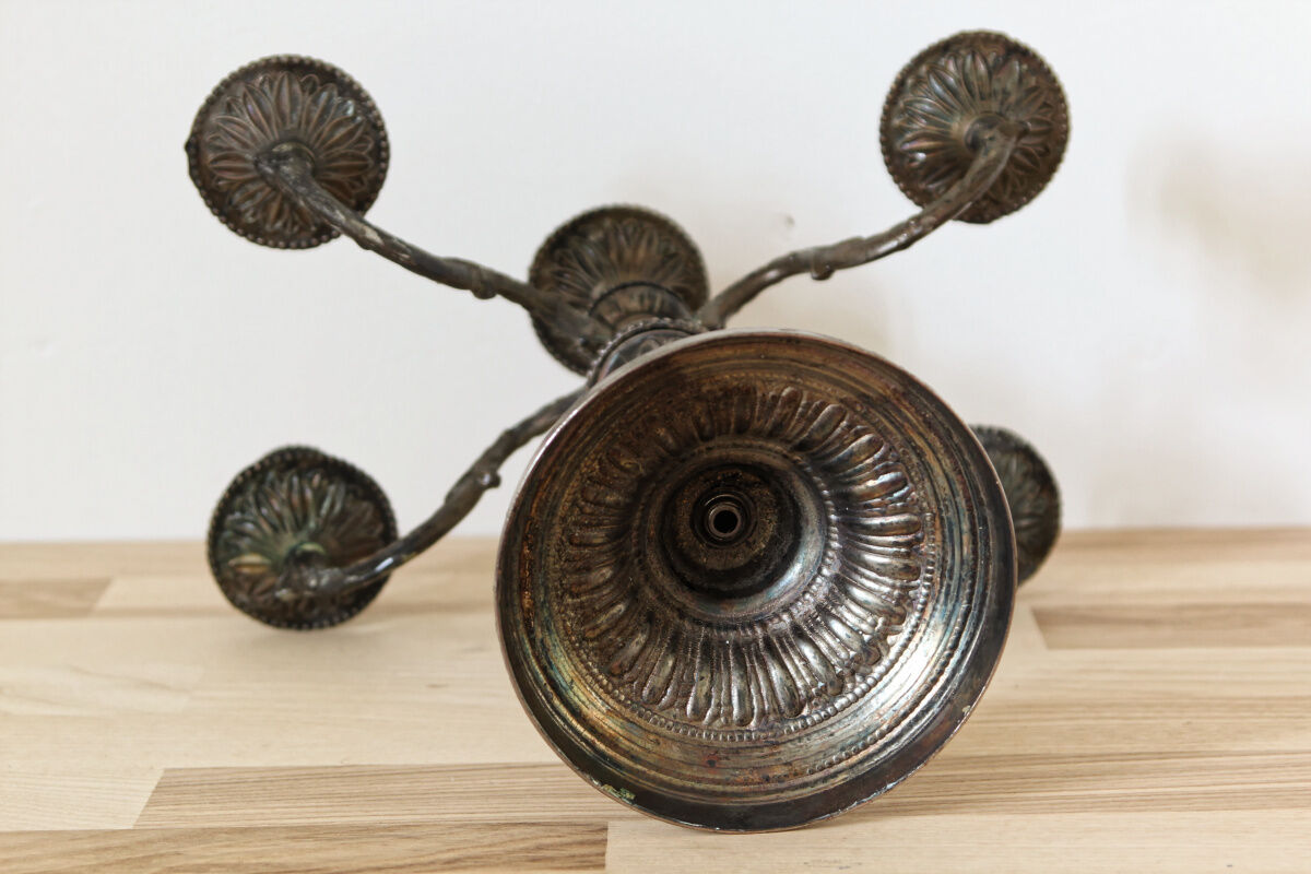 5-burner candlestick in silver bronze