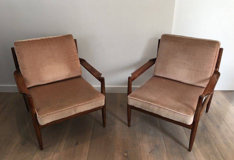 Pair of wooden armchairs