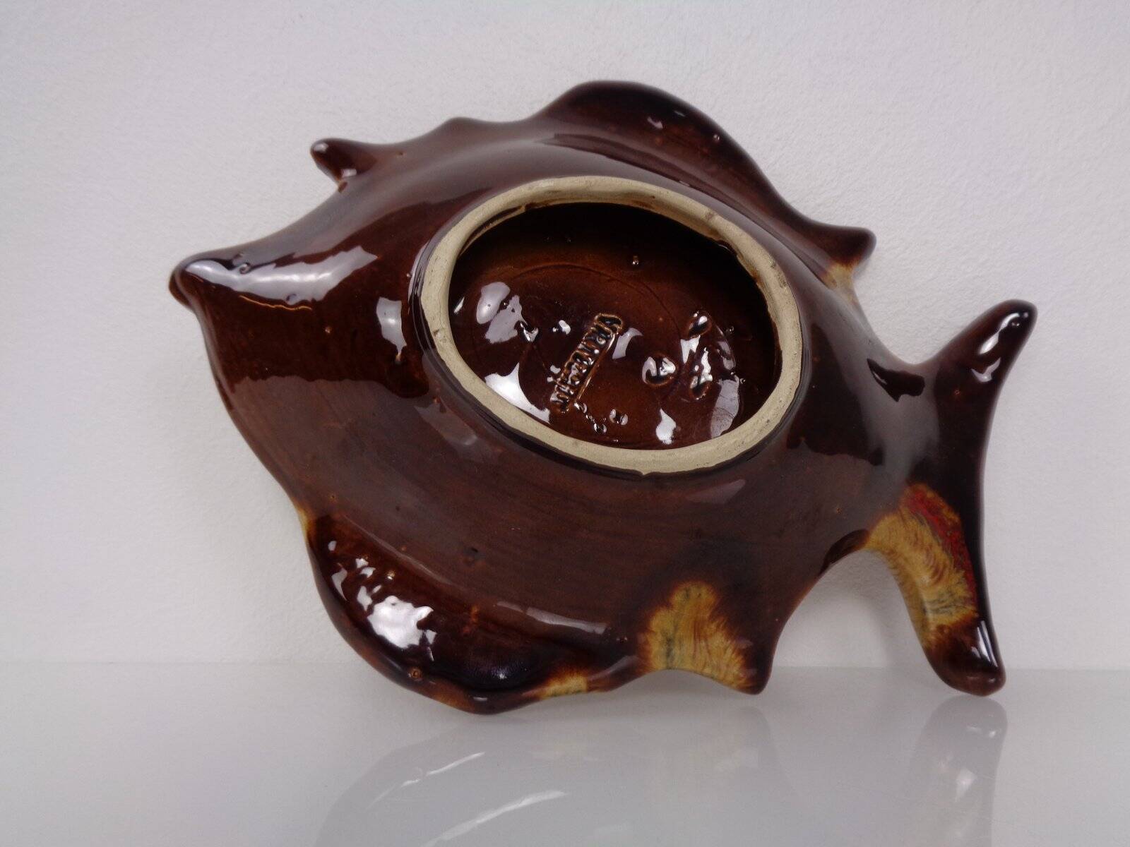 French studio ceramic bowl with fish from Vallauris, 1970s