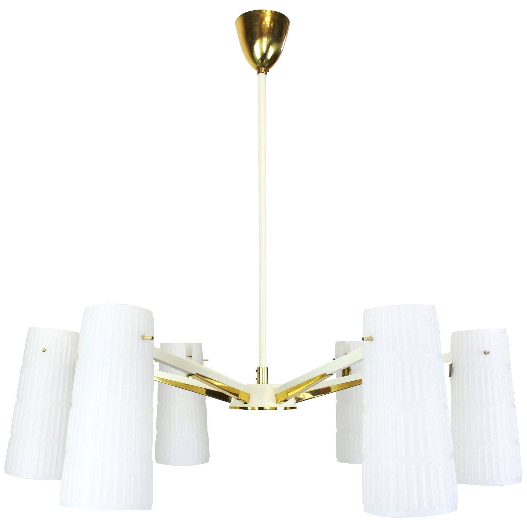 Large Italian glass chandelier, Stilnovo, 1950s