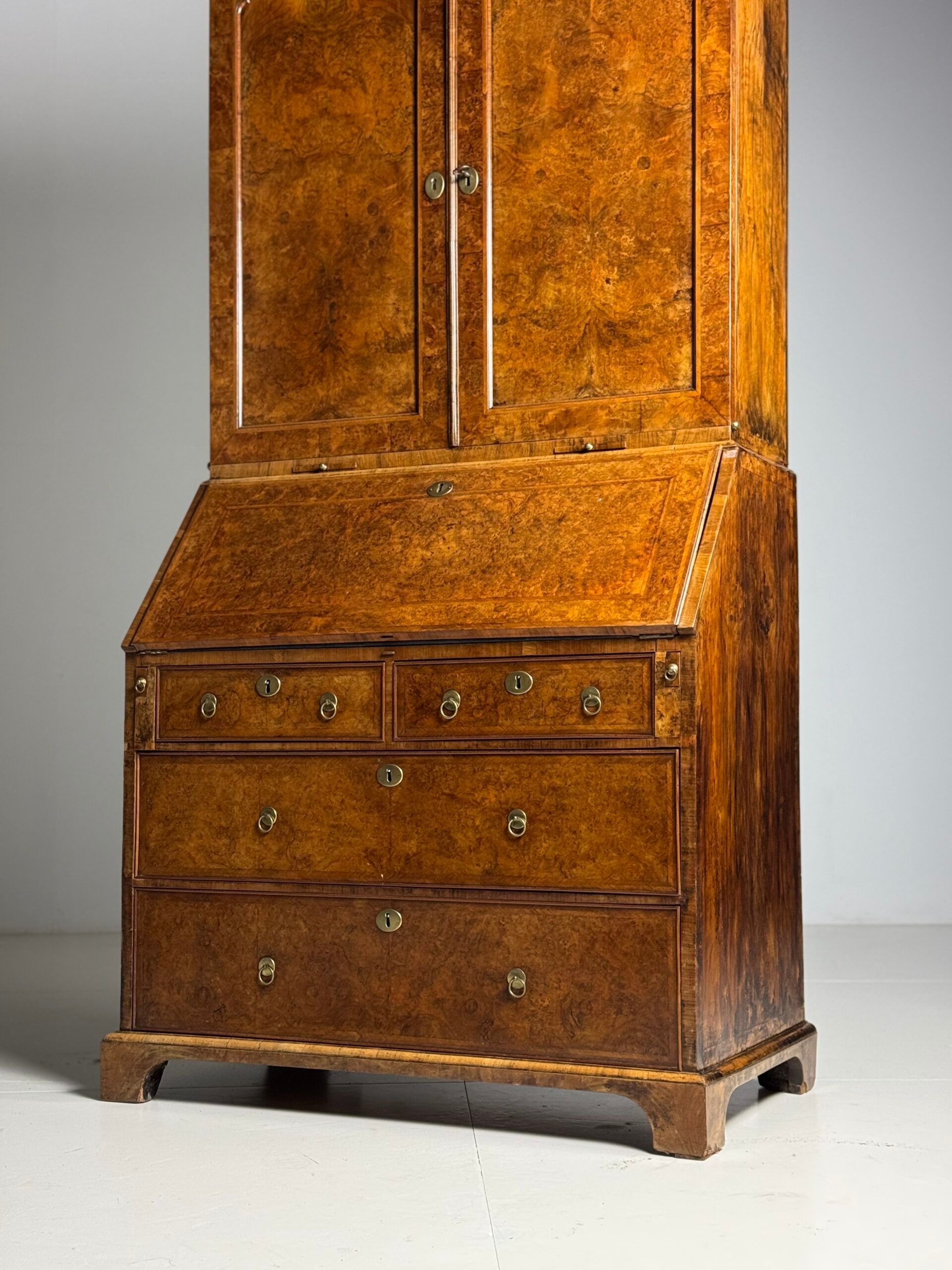 Burr walnut bureau bookcase 19th century