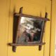Wooden bamboo imitation mirror, antique mirror, hanging mirror, interior decor, mirror