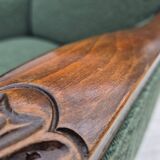 1950s, Danish relax chair, green furniture blend wool fabric, beech wood.