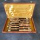 Set of 12 vintage knives bamboo handle cutlery b.j.b in their case