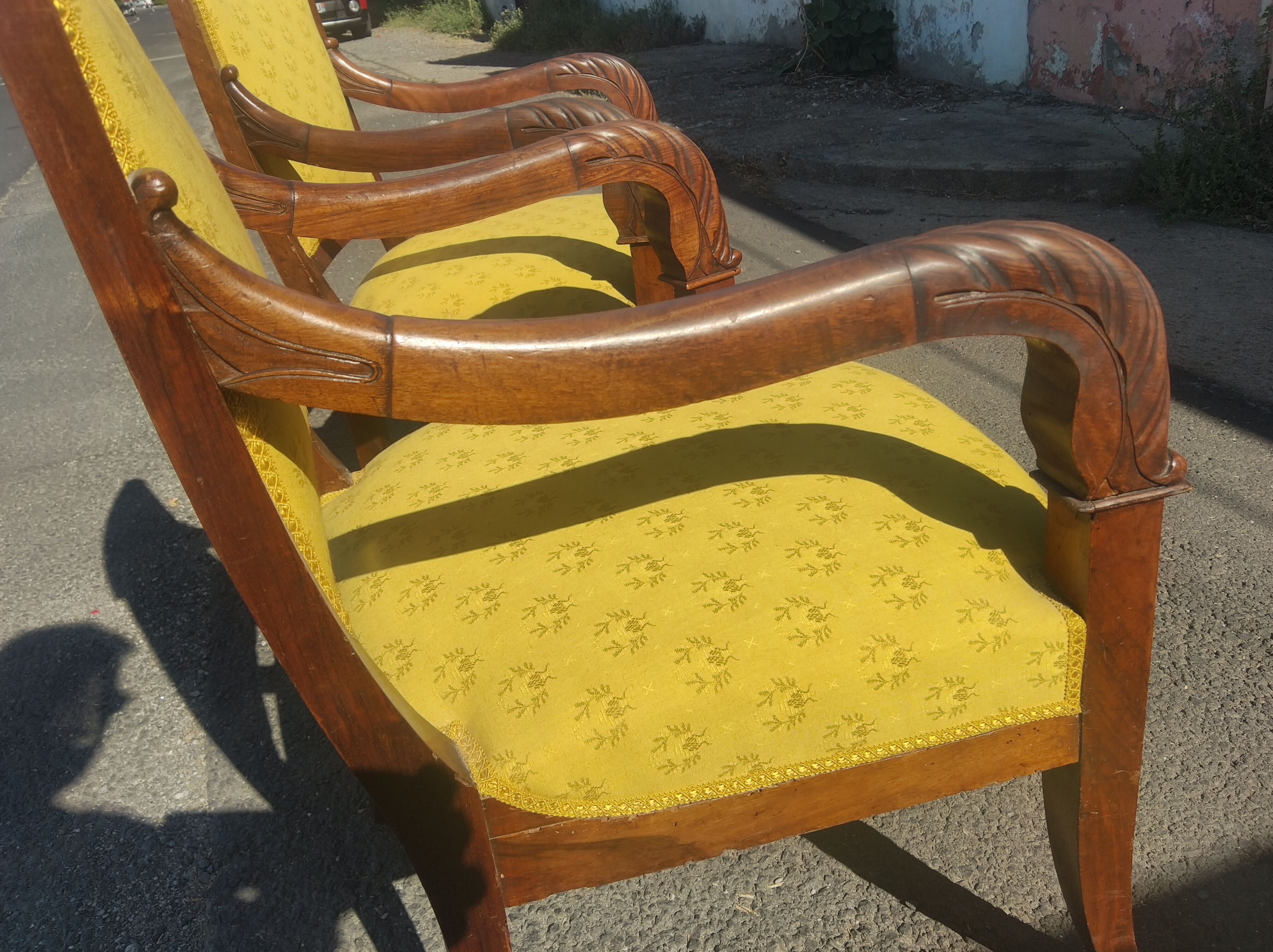 Pair of consulate era chairs in walnut