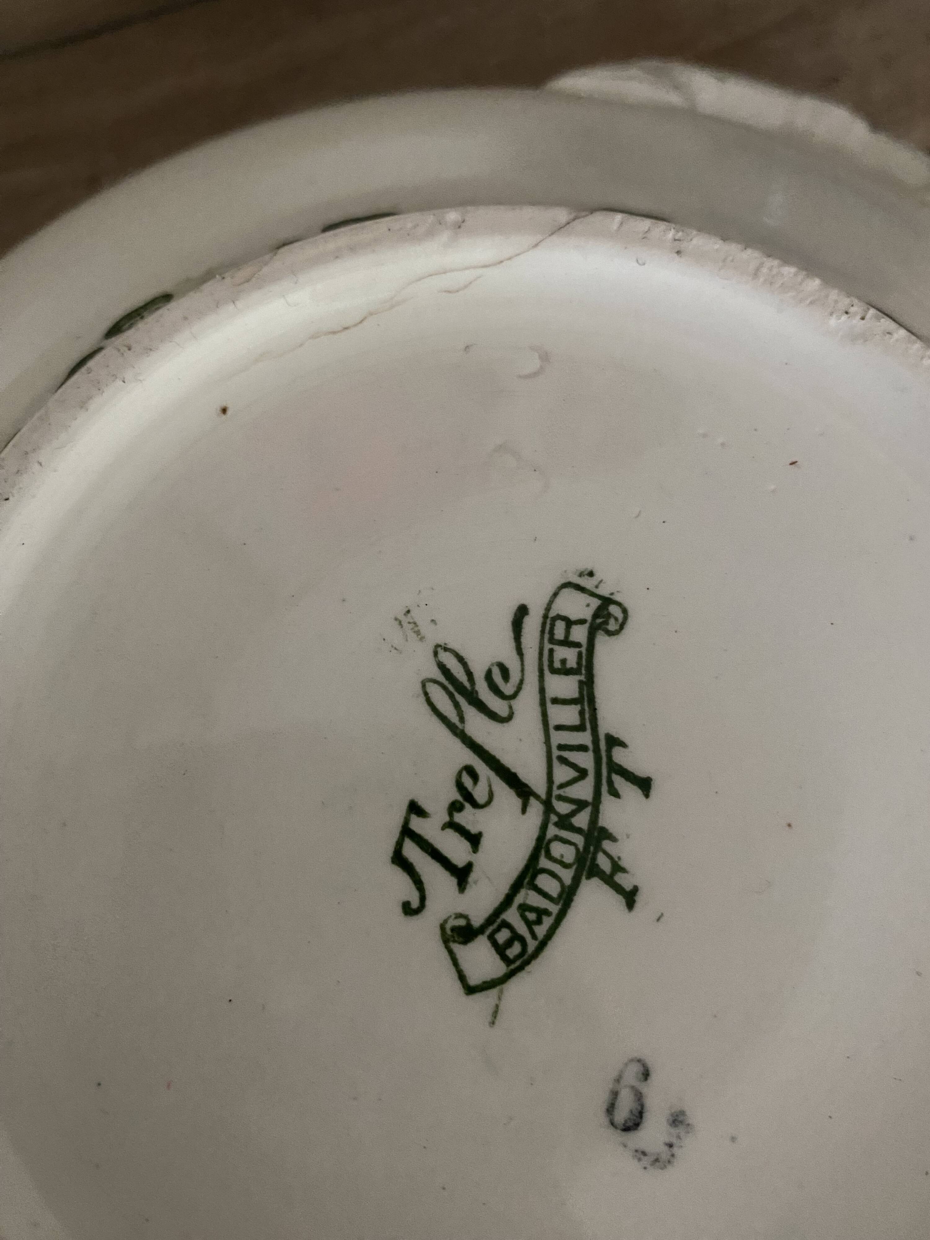 Badonvillier iron clay vegetable dish with clover decoration
