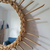 Round rattan sun mirror